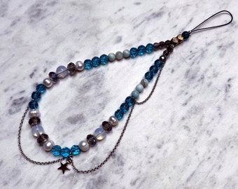 The Caribbean Turquoise Beaded Crystal Phone Charm/Strap