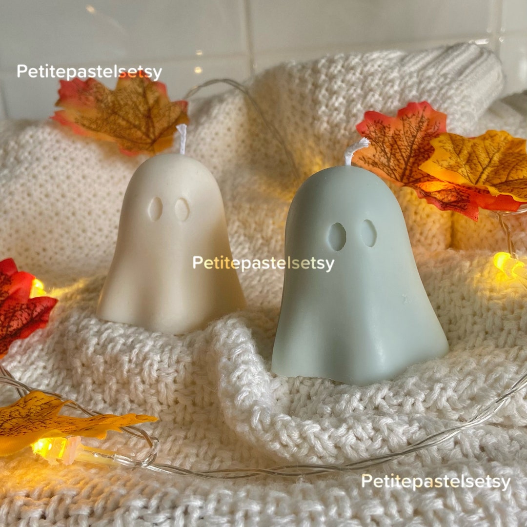 Ghost Candle Halloween Fall Autumn Vegan Decorative Pillar Soy Wax