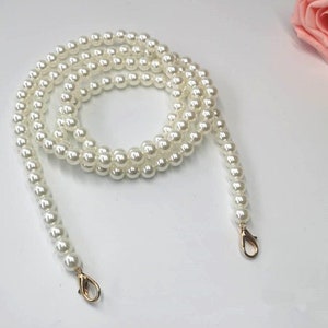 Pearl Purse Chain, AA+ Luster and Stainless Steel, Metal Shoulder Handbag Strap, Bag Strap for Cell Phone, Handle Chain