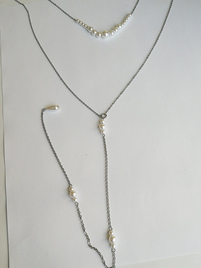 Simple Pearl Back Chain, Gold Backdrop Body Chain, Silver Bridal ...