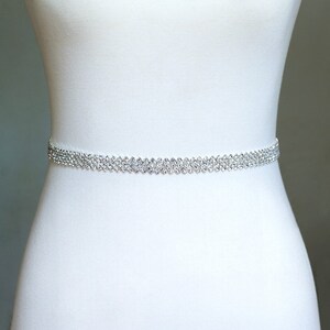 Silver Bridal Belt Sash for Wedding Dress, Elegant Rhinestone Waist Belt, Crystal Bridesmaid Belt with Metal Clasp, Gift for Her Party