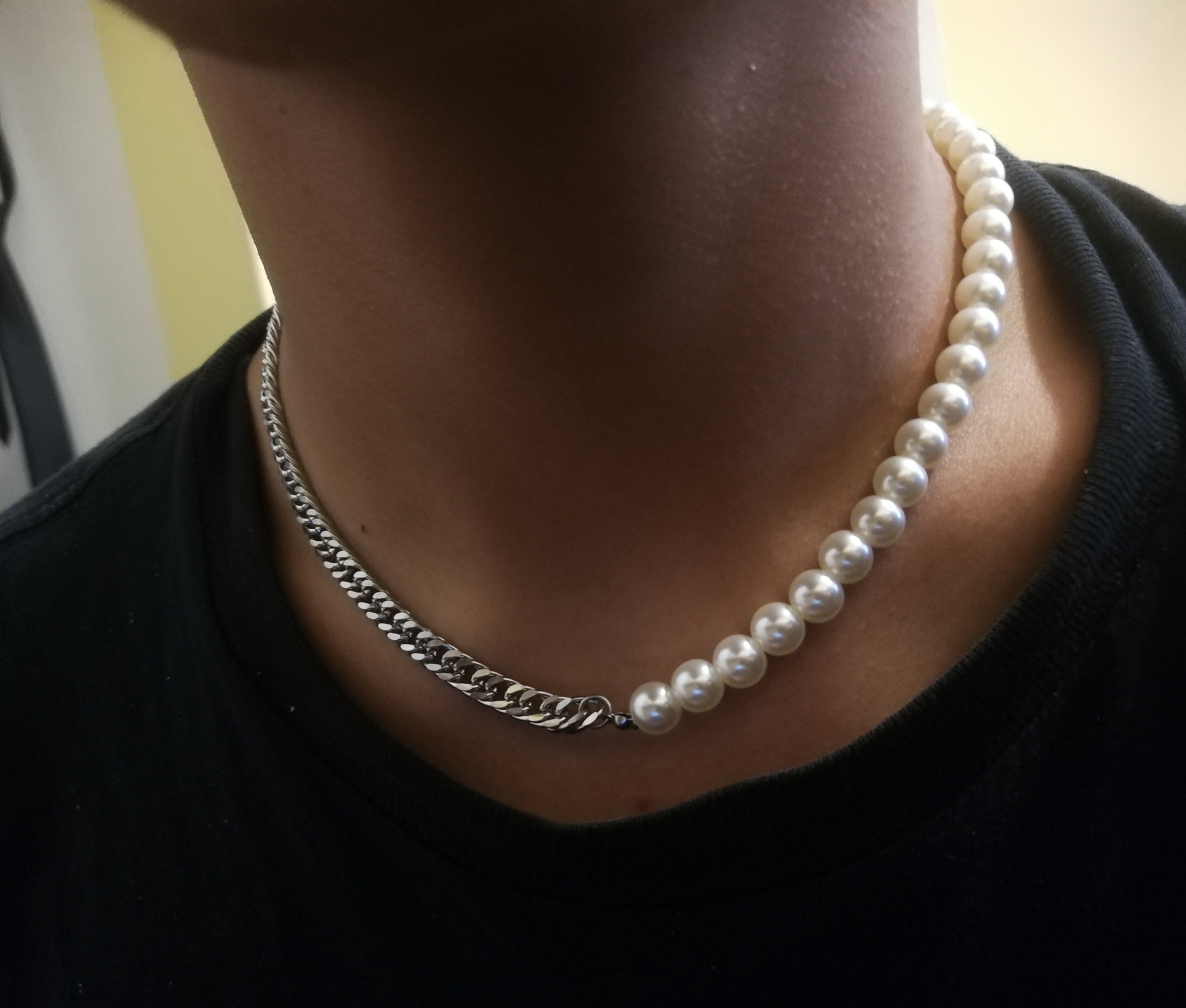 Half Pearl Necklace - Etsy