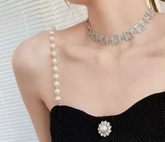 Pearl Bra Straps Beaded Shoulder Dress Straps Elegant Bridal Jewelry for  Wedding Crystals Bra Replacement Alternative to Clear Straps 