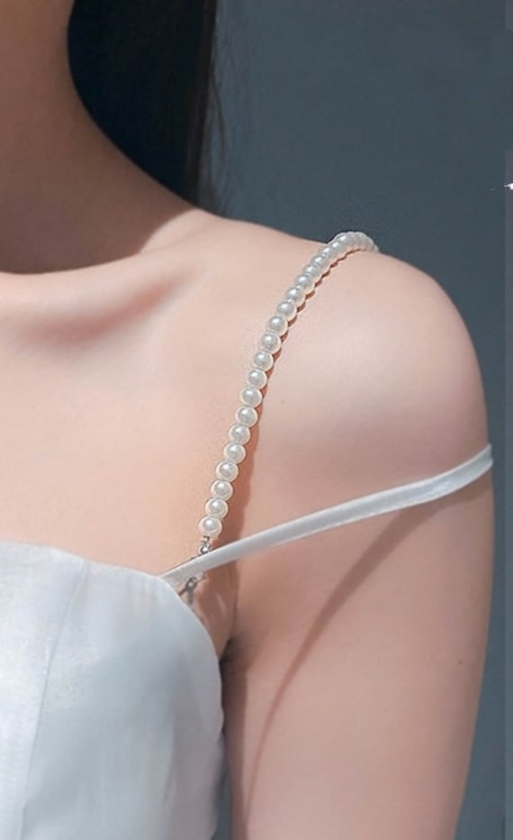 Pearl Bra Straps Shoulder Dress Straps Classic Elegant Bridal Jewelry for  Wedding Crystals Bra Replacement Alternative to Clear Straps 