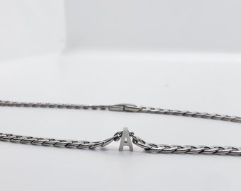Silver Cuban Link Chain Initial Necklace - Personalized Stainless Steel ID Jewelry