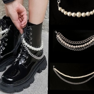 Chunky Silver Boot Chains Decoration Pearl Stainless Steel Metal Strap Footwear New Appearance Shoes Accessory Gold Cuban Chain Tarnish Free