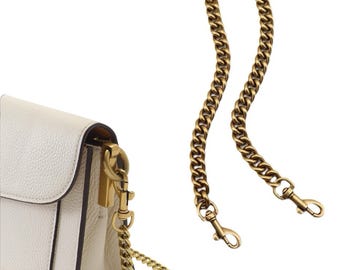 Antique Gold Aluminum Curb Chain Purse Strap: Handbag Replacement