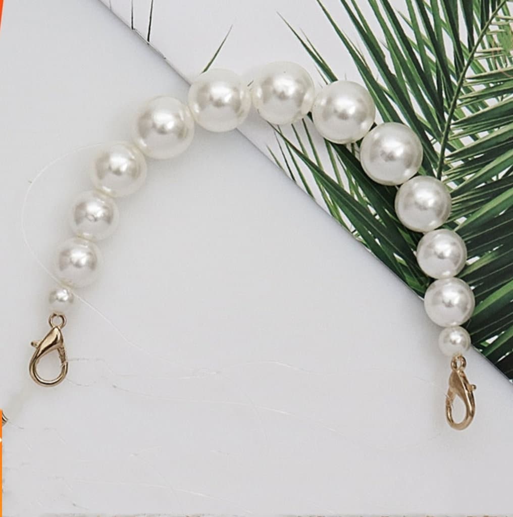 Pearl Chain Handbag Short Handle and Charm / Handbag Strap for