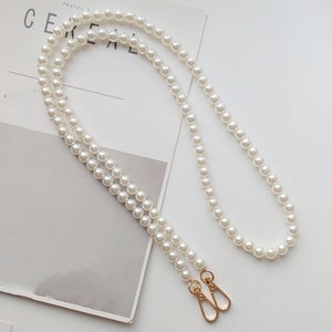 Uxcell 2Pack 15cm/5.9 Pearl Purse Chain Strap Extender for Handbag,  Silver/White Pearl 