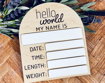 Birth Announcement Sign Reusable with Dry Erase Marker Dry Erase Birth Stats Sign Newborn Photo Prop