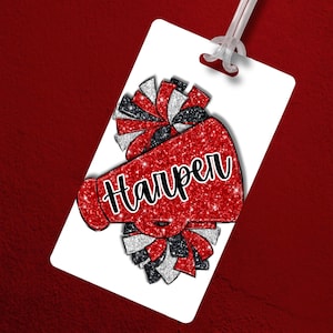 Personalized Cheerleader Bag Tag Sports Team Luggage Tag for Cheer Backpack ID Custom Team Gift for Coach and Athletes Customized Name Tag