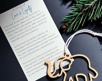 Elefanten-Weihnachtsbaumschmuck aus Holz, Freundschaftsgeschenk, handgefertigte Holzdekoration, Weihnachtsschmuck, Geburtstagsgeschenk, bedeutungsvolles Geschenk