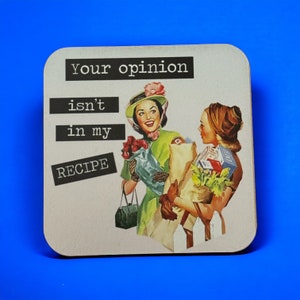 Retro Housewife Funny Magnet 1950s Vintage Magnet Kitchen Decor &#39;Your Opinion Isn&#39;t in My Recipe&#39; Fridge Magnet Gift for Office or Home
