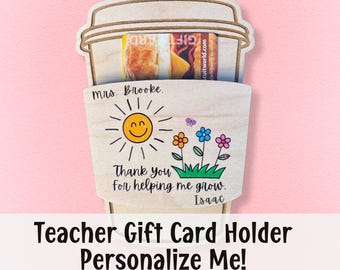 Christmas Teacher Gift Idea Coffee Gift Card Holder Pre K Classroom Teacher Thank You Present End of Semester Teacher Assistant Holiday Gift