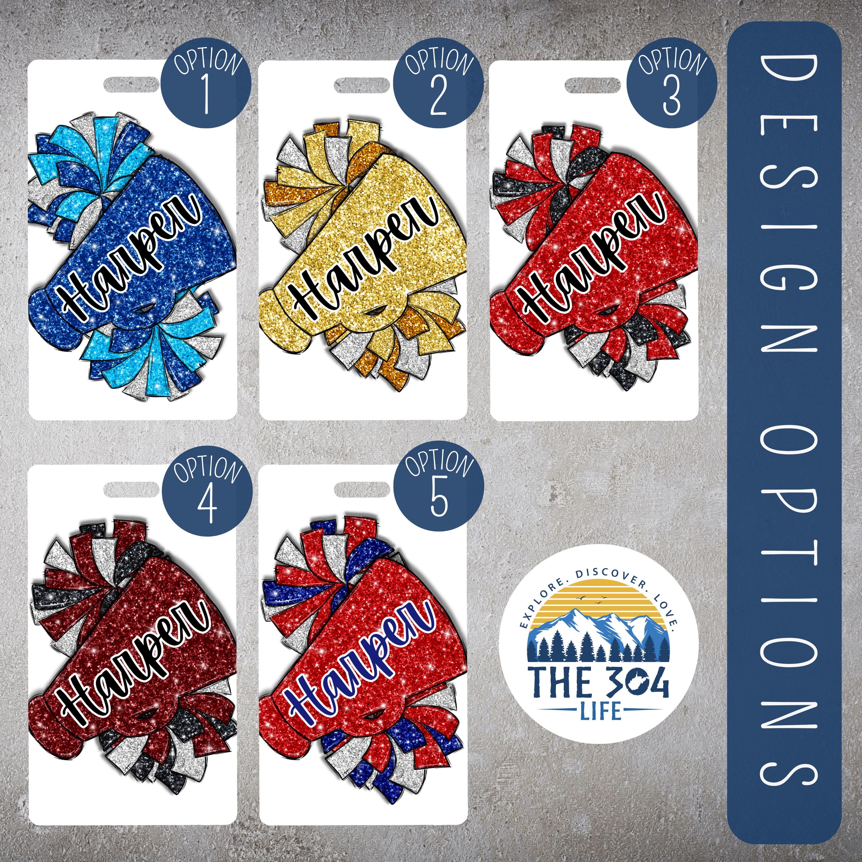 Cheer Backpack Tags Personalized Cheer Bag Tag Custom Cheerleader Name Badge Glitter ...