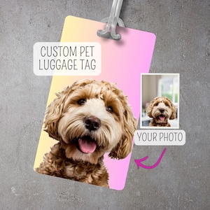 パーソナライズされたペット用荷物タグ、カスタム犬写真バッグタグ、ペット愛好家への旅行ギフト、スーツケース、バックパック、機内持ち込み用カスタム猫タグ