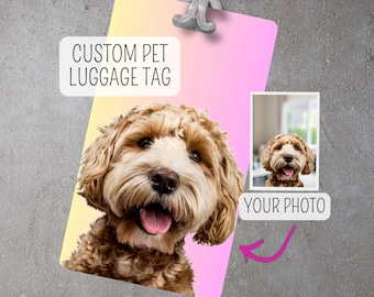 Personalized Pet Luggage Tag Custom Dog Photo Bag Tag Travel Gift for Pet Lovers Custom Cat Tag for Suitcase Backpack Carry On