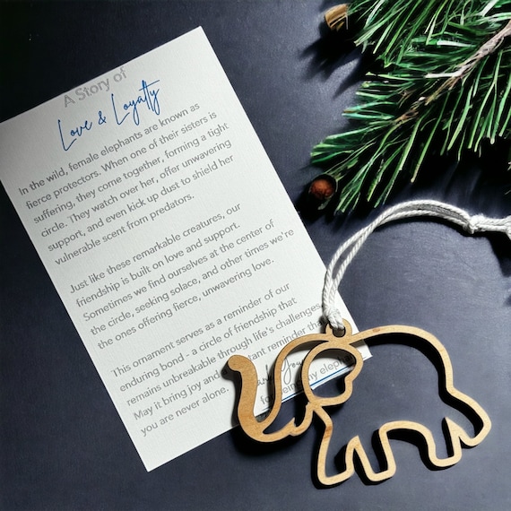 Wooden Elephant Ornament Christmas Tree Decoration Friendship Gift Handcrafted Wood Decor Holiday Ornament Birthday Present Meaningful Gift