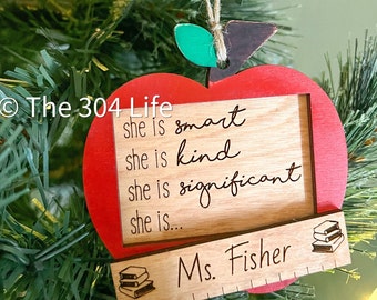 Decorazione personalizzata per insegnanti: mela incisa, regalo in legno personalizzato