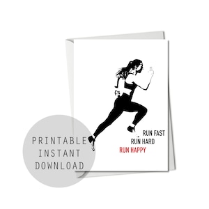 Printable Running Card for Female, Instant Download Girl Runner Greeting Card
