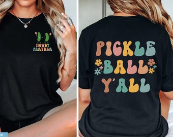 Retro PickleBall Shirt for Women Gift for Her PickleBall Gift Groovy PickleBall Player Gift Sport Graphic Tee Western PickleBall Y'all Shirt