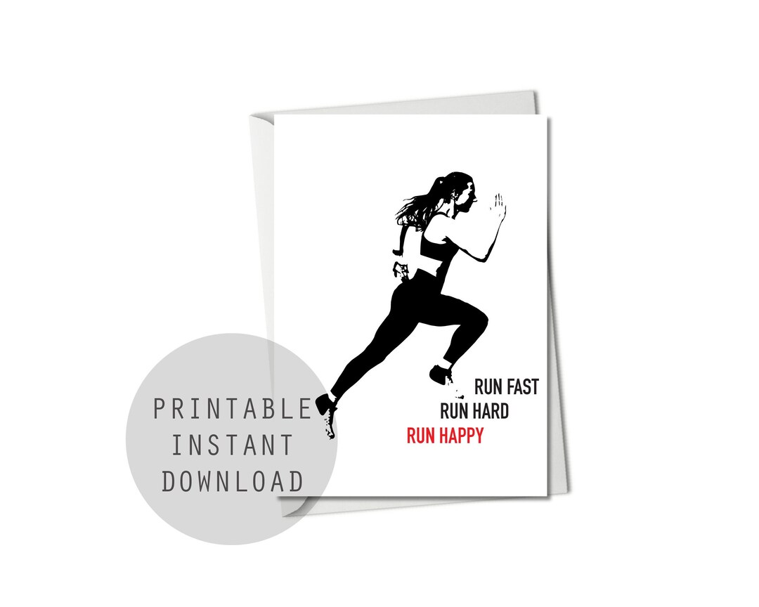 Printable Running Card for Female Instant Download Girl Etsy