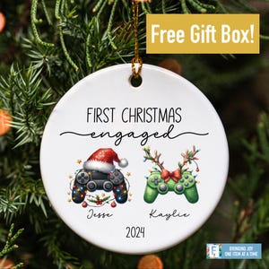Personalized Engagement Ornament for Gamers First Christmas Engaged Ornament Personalized Gifts for Couple Custom Engagement Gifts Xmas