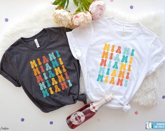Miami Bachelorette Party Shirts, Miami Bachelorette Party, Miami Bride Beach, Miami Girl's Trip, Miami Girl's Weekend Shirt Groovy Bride Tee