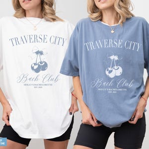 Custom Traverse City Bachelorette Party Shirt Michigan Retro Bachelorette Tee Traverse City Girl's Trip Shirt Cherry Bachelorette Shirts Bow