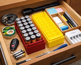 AA Battery Organizer Box | Sleek Stackable Design, Storage Solution