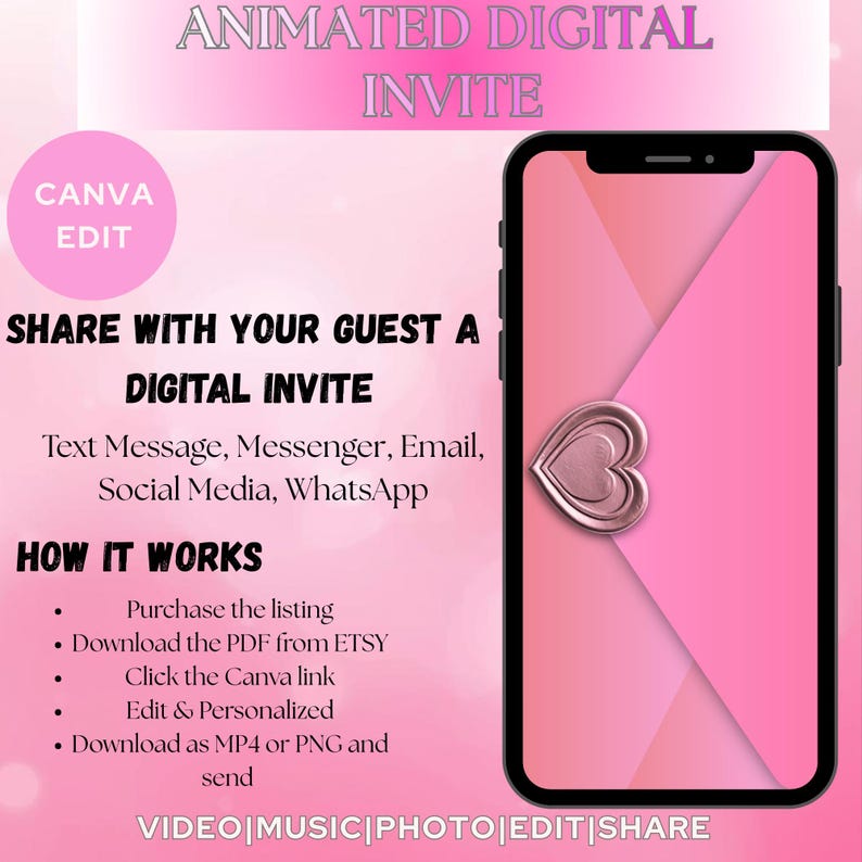Sent Invite Galentine’s Day Animated Invitation, Pink Girly E-invite, Galentine's ...