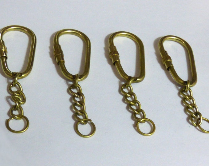 Twist Key Rings Premium Real Brass Carabiner Key Rings & Chain Wholesale Bulk Keychain ...