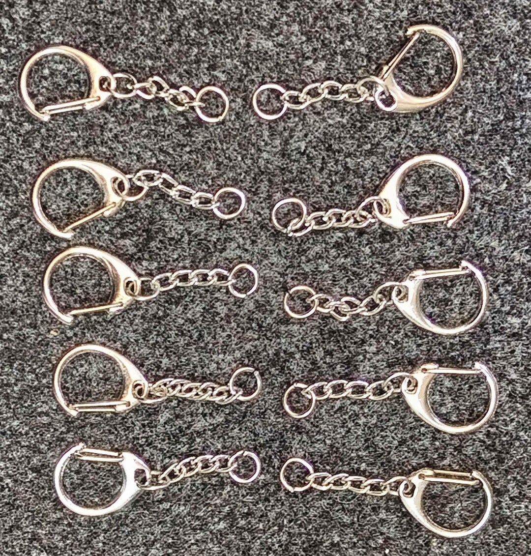 Simple Silver Key Rings 10 Premium Blank Silver Key Rings 50mm Long Clip Fixing Wholesale Bulk ...