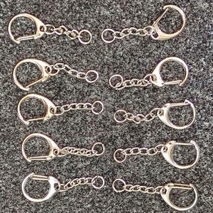 10 Premium Blank Silver Key Rings 50mm long clip fixing wholesale bulk Keychain supplies crafting make your own keyring keyrings marketing