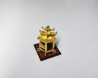 1/12 dolls house miniature Gold Pagoda on wood Oriental Ornament fireplace