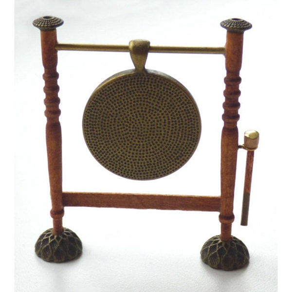 1/12 dolls house miniature Hand Made Gong & Striker for Dinner Table Lounge LGW