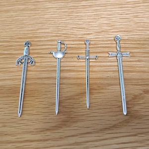 Dolls house Miniature metal Swords Set 4 pcs. Ornament Weapon Office study Desk medieval castle Weapon Bookmark Card making House of Dragons