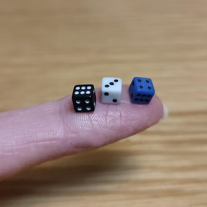 dolls house miniature 3 Dice Toy 5mm mini tiny Dices Ornament Table Nursery Toys Board game gambling Games room Casino Card making Joke gift