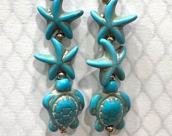 Starfish and Sea Turtle Earrings