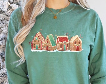 Gingerbread Houses Long Sleeve, Christmas Long Sleeve, Cute Xmas Gifts, Holiday Long Sleeve, Xmas Baking Shirt