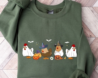 Ghost Chicken Sweatshirt, Halloween Crewneck, Magic Chicken Sweatshirt, Spooky Season Shirt, Ghost Sweatshirt, Chicken Lover Gift