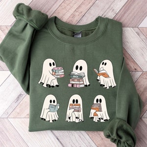 Geist lesen Bücher Pullover, Bücherwurm Halloween Sweatshirt, Halloween Lehrer Geschenk, Bibliothekar Halloween Hoodie, Geist Crewneck