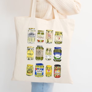Pickle Tote Bag, Pickle Lovers Gift, Trendy Tote Bag for Women, Vintage Canned Pickles Tote Bag, Funny Shoulder Bags