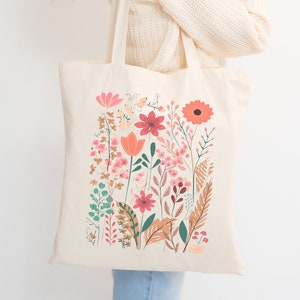 Wildflower Tote Bag, Aesthetic Tote Bag, Bridal Gift Tote Bag, Floral Tote Bag, Birthday Gift Bag