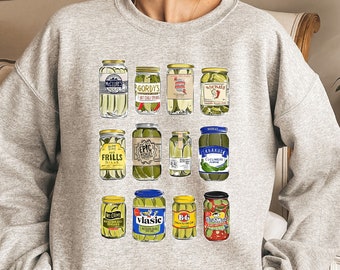 Vintage Canned Pickles Sweatshirt, Canning Season Sweatshirt, Pickle Lovers Sweater, Pickle Jar Crewneck, Funny Pickle Hoodie