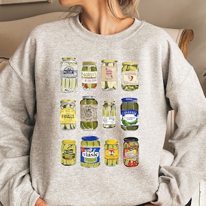 Vintage Canned Pickles Sweatshirt, Canning Season Sweatshirt, Pickle Lovers Sweater, Pickle Jar Crewneck, Funny Pickle Hoodie