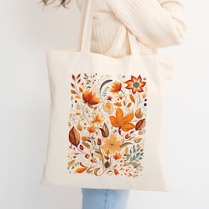 Fall Flowers Totes, Wildflowers Tote Bag, Pressed Wildflowers Totes, Garden Lover Gift, Autumn Tote Bag, Fall Season Gift