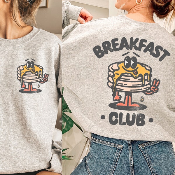 Maglione Boho estetico Breakfast Club, Felpa Pancake, Maglione Pancake Brunch retrò, Maglietta grafica Grunge Hippie Boho