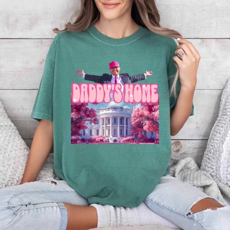 Daddy's Home shirt, Trump 2024 Shirt, Republican Gift, Comfort Colors Trump Shirt, Funny Trump Pink Shirt image 4