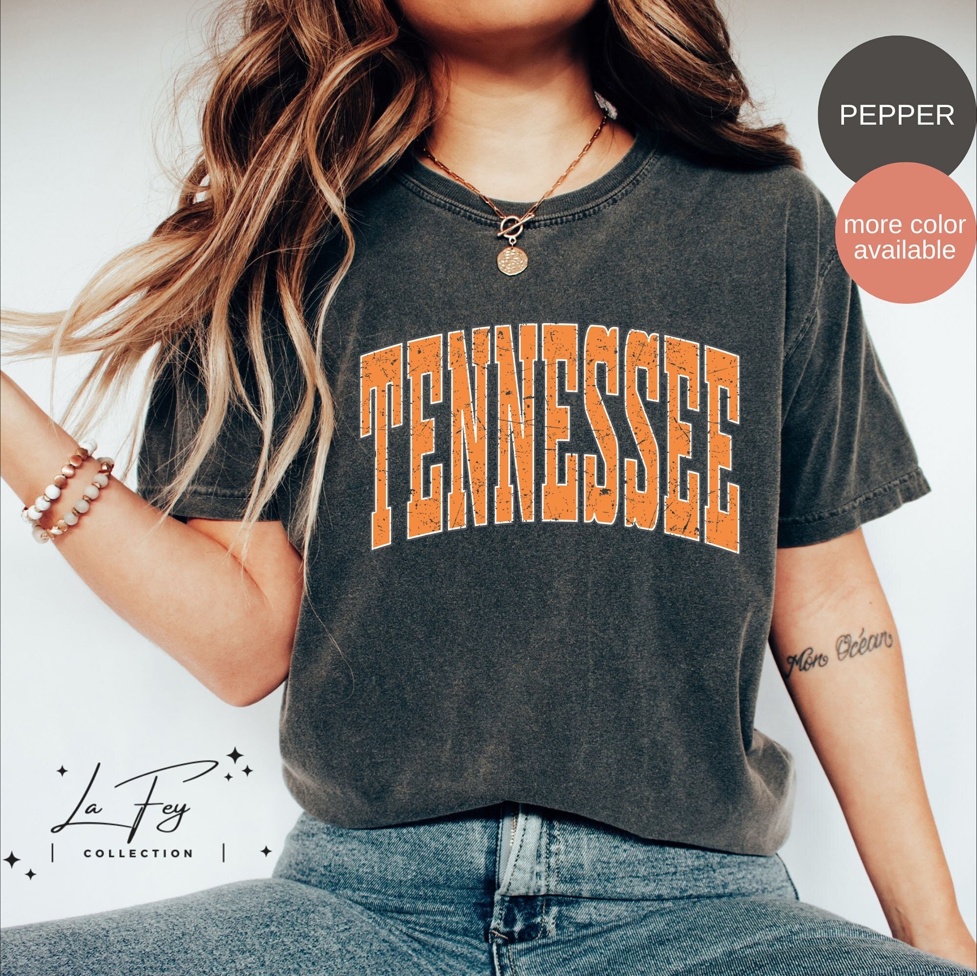 Mens Tennessee Tshirt Funny Buck Fama Team Color Orange and White TN  Football Long Sleeve T-shirt Graphic Tee-Sports Grey-medium 